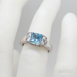 COD.51.26 ANELLO ORO BIANCO 18K 750 ACQUAMARINA