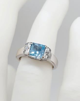 COD.51.26 ANELLO ORO BIANCO 18K 750 ACQUAMARINA