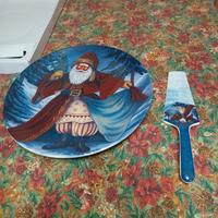 Piatto natalizio per panettone con paletta nuovo