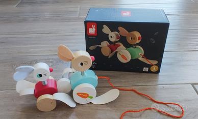 Coniglietti in legno da trainare primi passi Janod