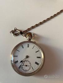 ANTICO OROLOGIO DA TASCA ARGENTO con catenella