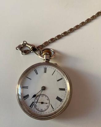 ANTICO OROLOGIO DA TASCA ARGENTO con catenella