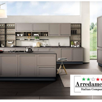 CUCINA LINEARE CON ISOLA+COLONNA ATREZZATA MODERNA