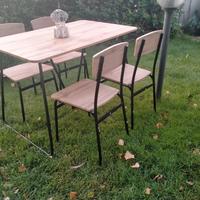 tavolo e sedie da giardino, legno marino 