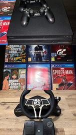 Playstation 4 pro + sterzo e accessori