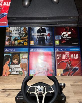 Playstation 4 pro + sterzo e accessori