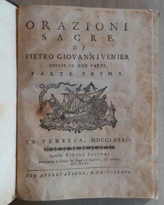 Orazioni Sacre - P.G. Venier 1782 Venezia 
