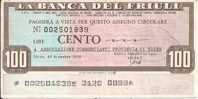 Miniassegno Banca del Friuli