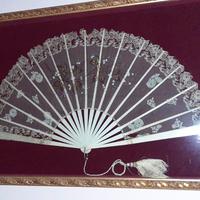 Ventaglio INGLESE IN SETA E AVORIO - epoca 1870