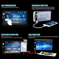 Autoradio 2 din 7'' stereo auto radio aux fm tf bl