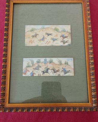 Coppia di miniature persiane sec. XX in cornice