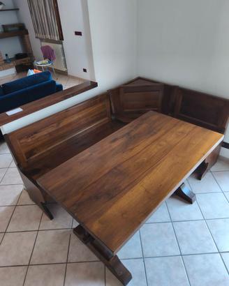 Tavolo con cassapanca legno massello