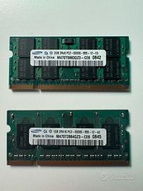 Samsung Ram 1Gb + 2Gb DDR2 PC2-5300 667MHz