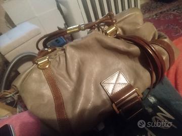 Borsa in pura pelle marrone