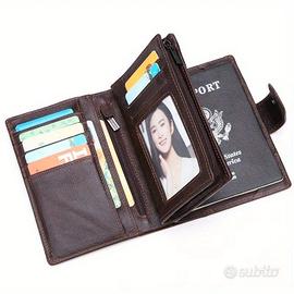 portafoglio / portapassaporto in pelle marrone 