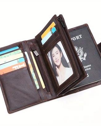 portafoglio / portapassaporto in pelle marrone 