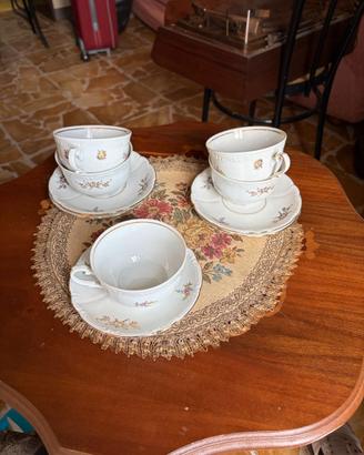 Set 5 tazzine con piattini Triptis VEB Germany