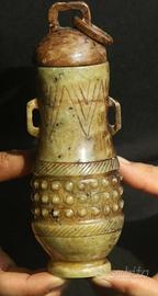 Antico Vaso con coperchio di giada naturale  Cina