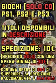 Giochi Originali (SOLO CD) per PS1, PS2 e PS3