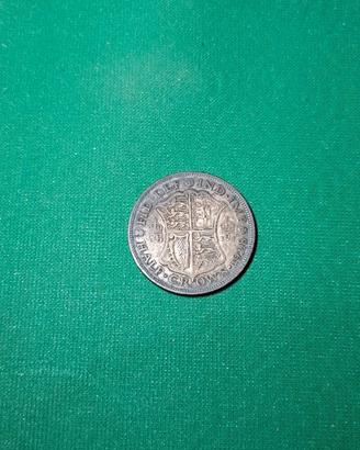 HALF CROWN 1928 ARGENTO Giorgio V UK Patina Zolfo