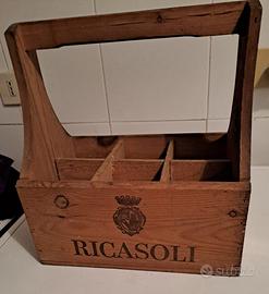 Cassetta portabottiglie in legno Ricasoli anni ‘50