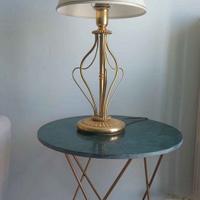 Lampada Elegante in Ottone e Paralume in Tessuto