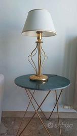 Lampada Elegante in Ottone e Paralume in Tessuto