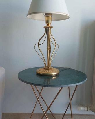 Lampada Elegante in Ottone e Paralume in Tessuto