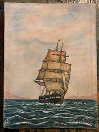 Dipinto originale veliero inglese vintage W&N