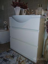 Mobile Bagno a Terra colori bianco e giallo crema