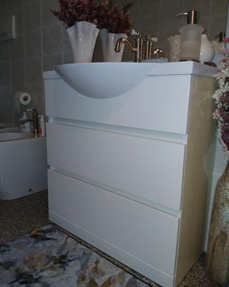 Mobile Bagno a Terra colori bianco e giallo crema