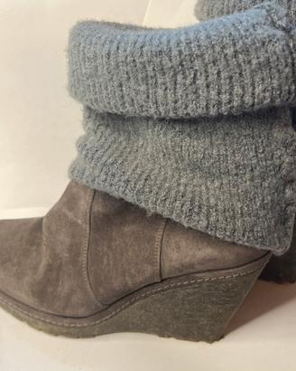 Scarpe col tacco a zeppa e calza di lana 39