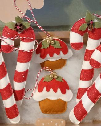 Decorazioni albero di Natale cupcakes candy canes