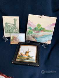 Piastrelle dipinte a mano (v. Nota)singole 1940/50