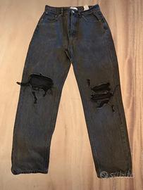 Jeans Pull&Bear strappato Nero a vita Alta