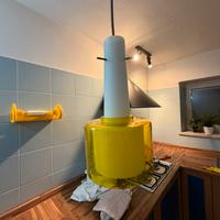 Lampadario vintage in vetro giallo anni 60/70