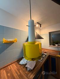 Lampadario vintage in vetro giallo anni 60/70