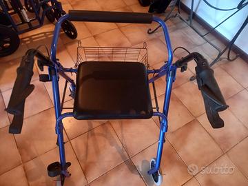 Deambulatore rollator 4 ruote con seduta e cestino