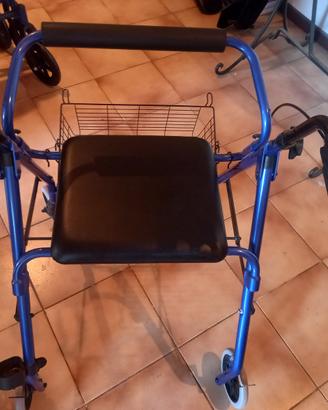 Deambulatore rollator 4 ruote con seduta e cestino