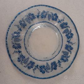 Piatto decorativo in vetro con motivo a uva e fogl