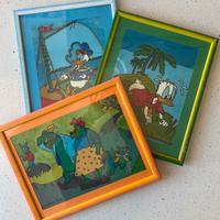 Set 3 quadri vintage Paperino e Disney