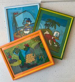 Set 3 quadri vintage Paperino e Disney