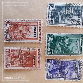 5 francobolli italiani usati tra il 1950/54