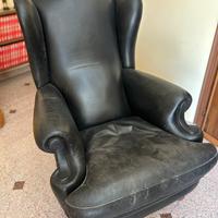 Coppia poltrone Frau pelle nera