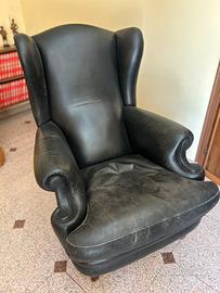 Coppia poltrone Frau pelle nera