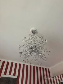 Lampadario acciaio e Swarovski