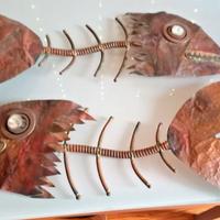 SCULTURA RAME PESCI ANNI 70 VINTAGE LAMPADE ARTE