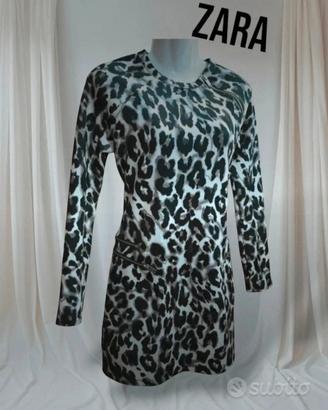 abito Zara animalier grigio e nero con cerniere S