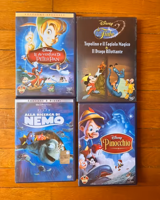 Lotto 4 DVD Disney - Peter Pan Nemo Pinocchio