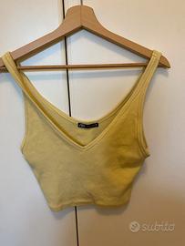 Crop Top a Costine Zara Giallo